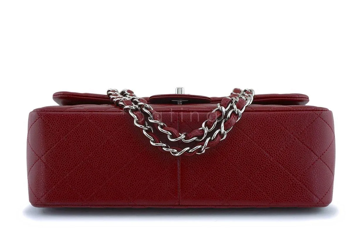 13B Chanel Red Caviar Jumbo Classic Double Flap Bag SHW