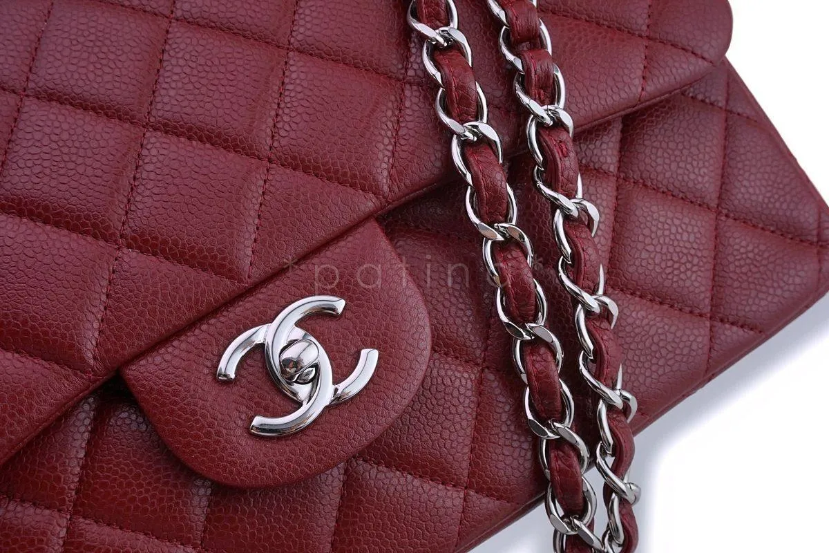 13B Chanel Red Caviar Jumbo Classic Double Flap Bag SHW