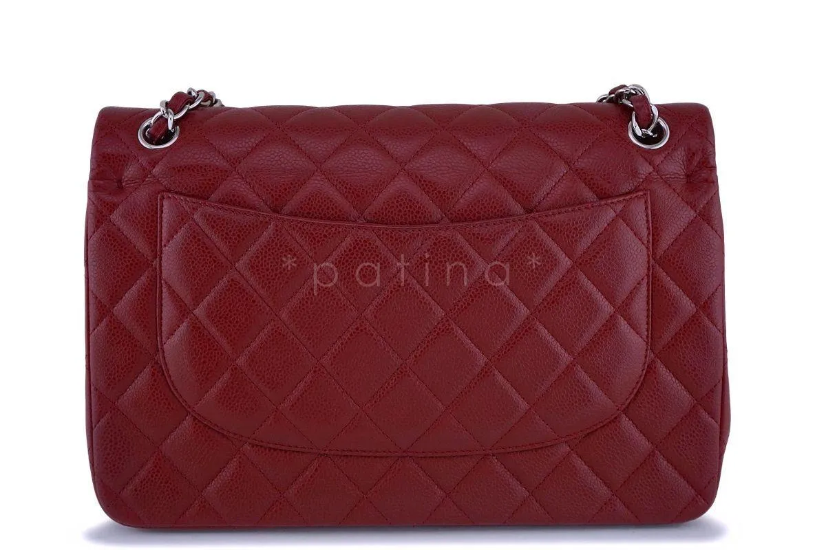 13B Chanel Red Caviar Jumbo Classic Double Flap Bag SHW