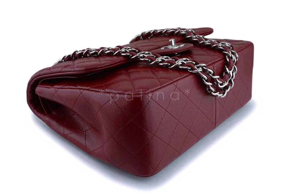 13B Chanel Red Caviar Jumbo Classic Double Flap Bag SHW