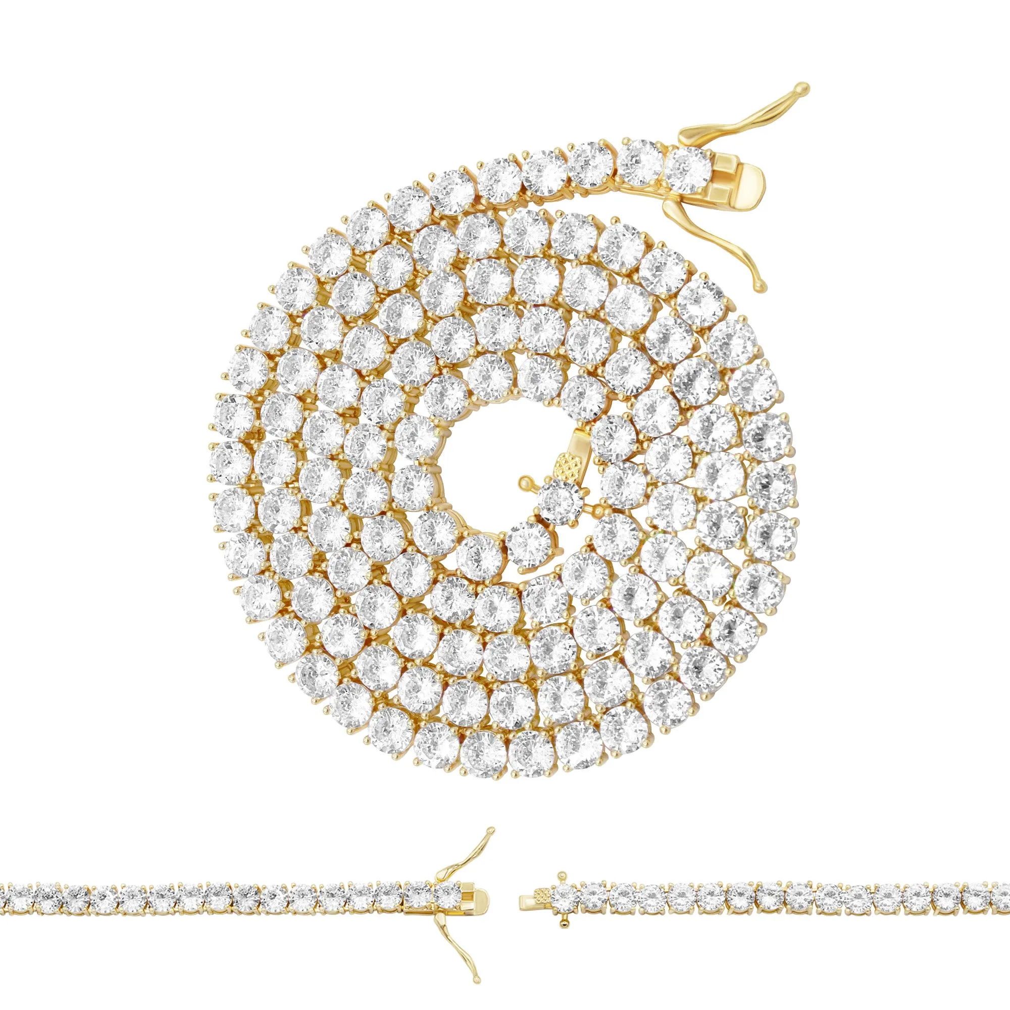 14K Gold-Plated Tennis Chain Cubic Zirconia Necklace For Women 18" 20" 24"