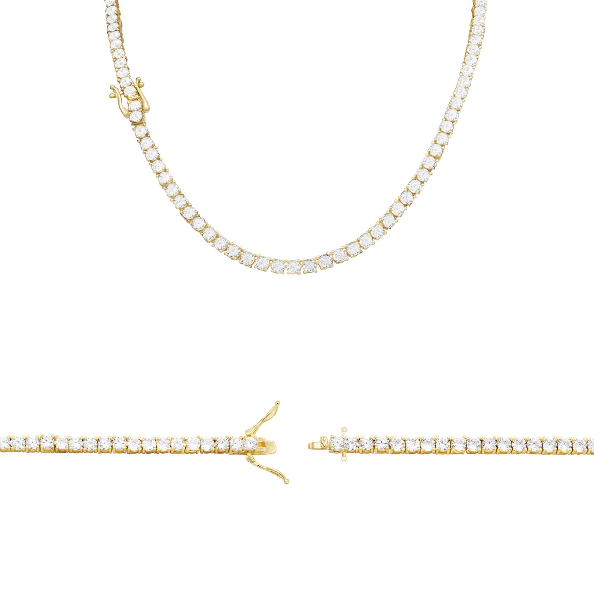 14K Gold-Plated Tennis Chain Cubic Zirconia Necklace For Women 18" 20" 24"