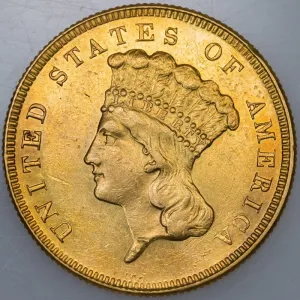 1886 $3 Princess Gold (scarce!) - About Uncirculated 
