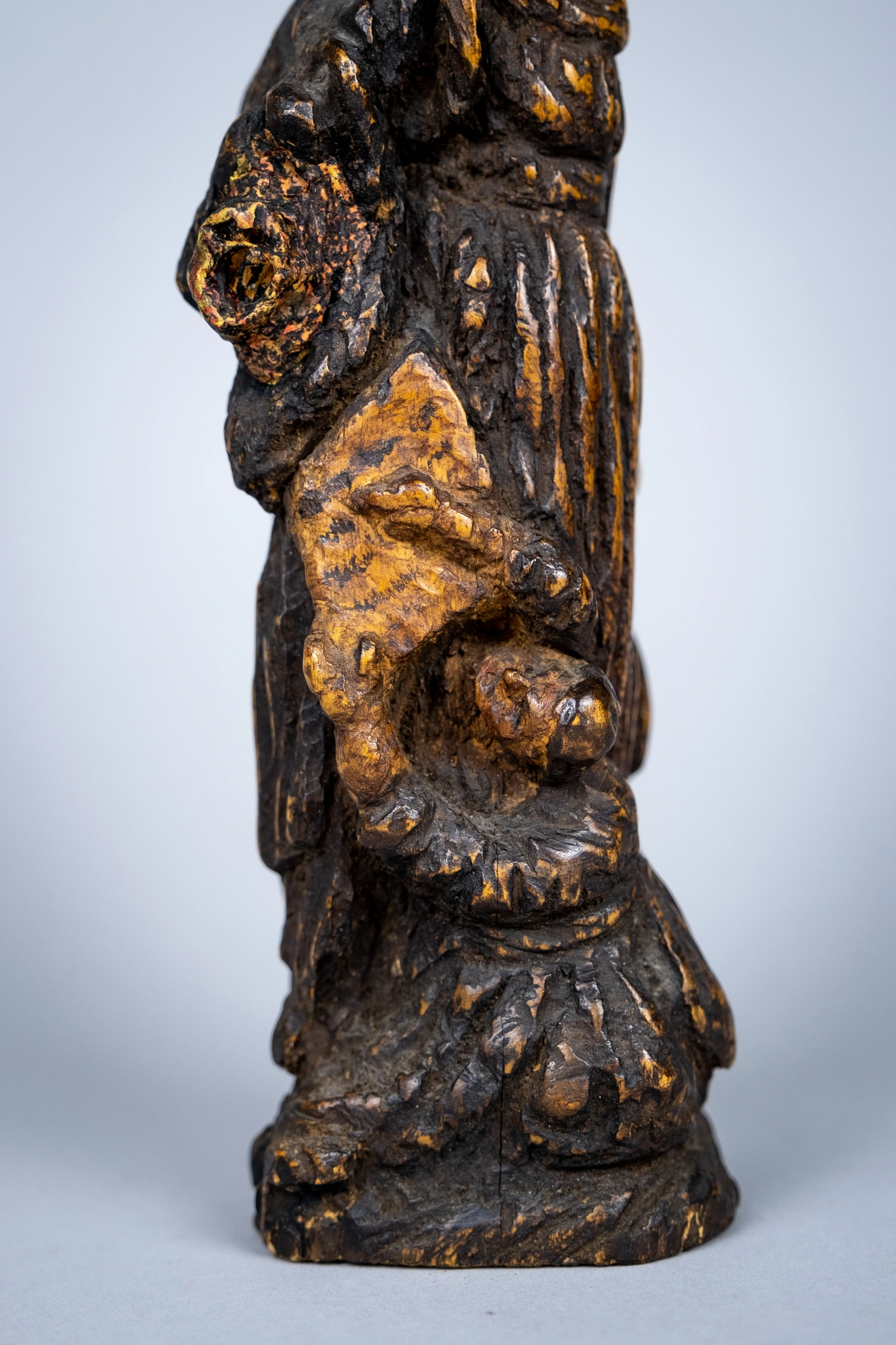 18th Century Italian Carved Wood Madonna Religious Icon / Figure