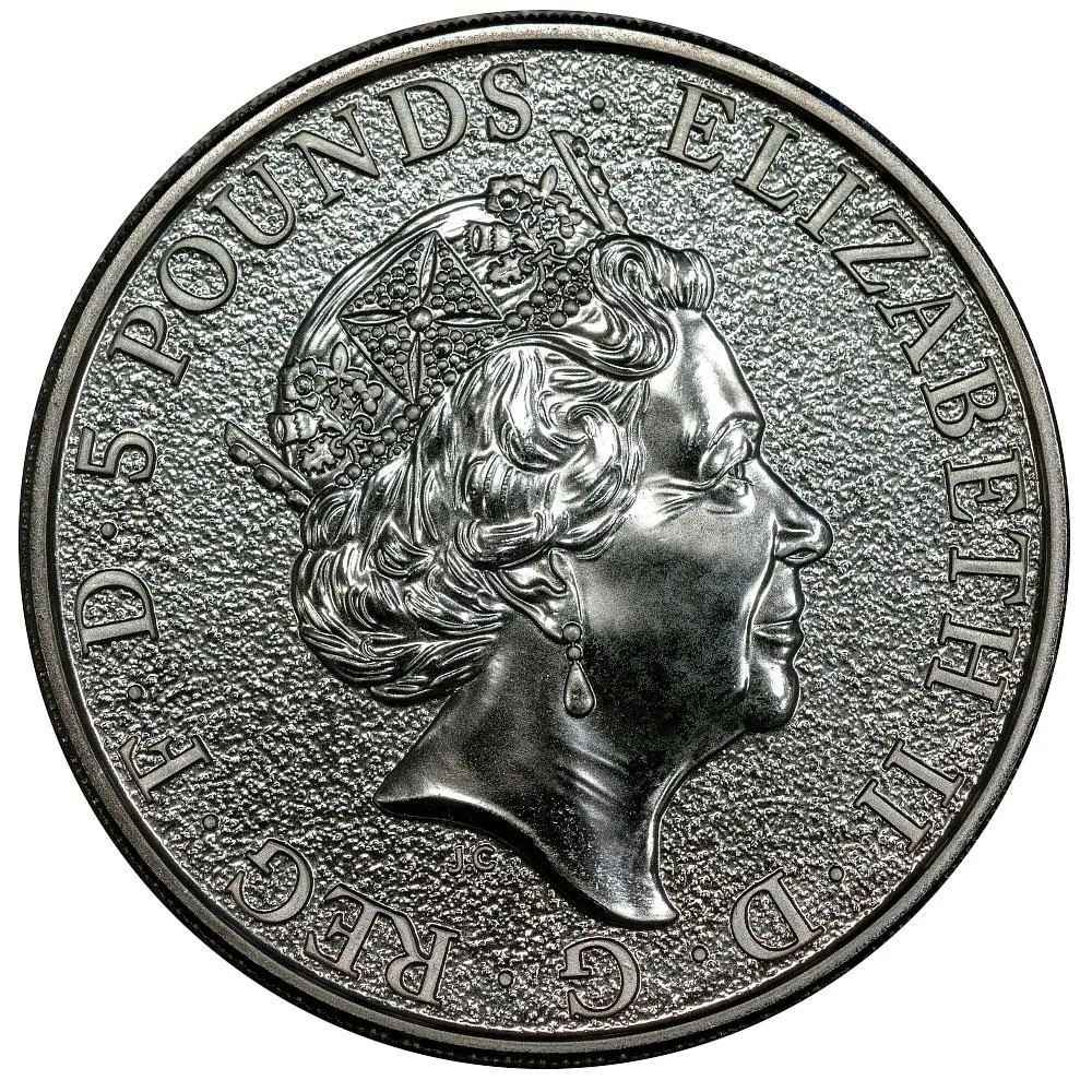 2017 5£ Great Britain 2 oz .9999 Silver Griffin of Edward - Gem Uncirculated in Capsule