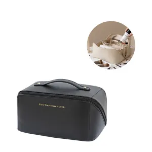 (21x13x12cm) Cosmetic Make Up Bag Necessaire Organizer Bag with Zipper - Black