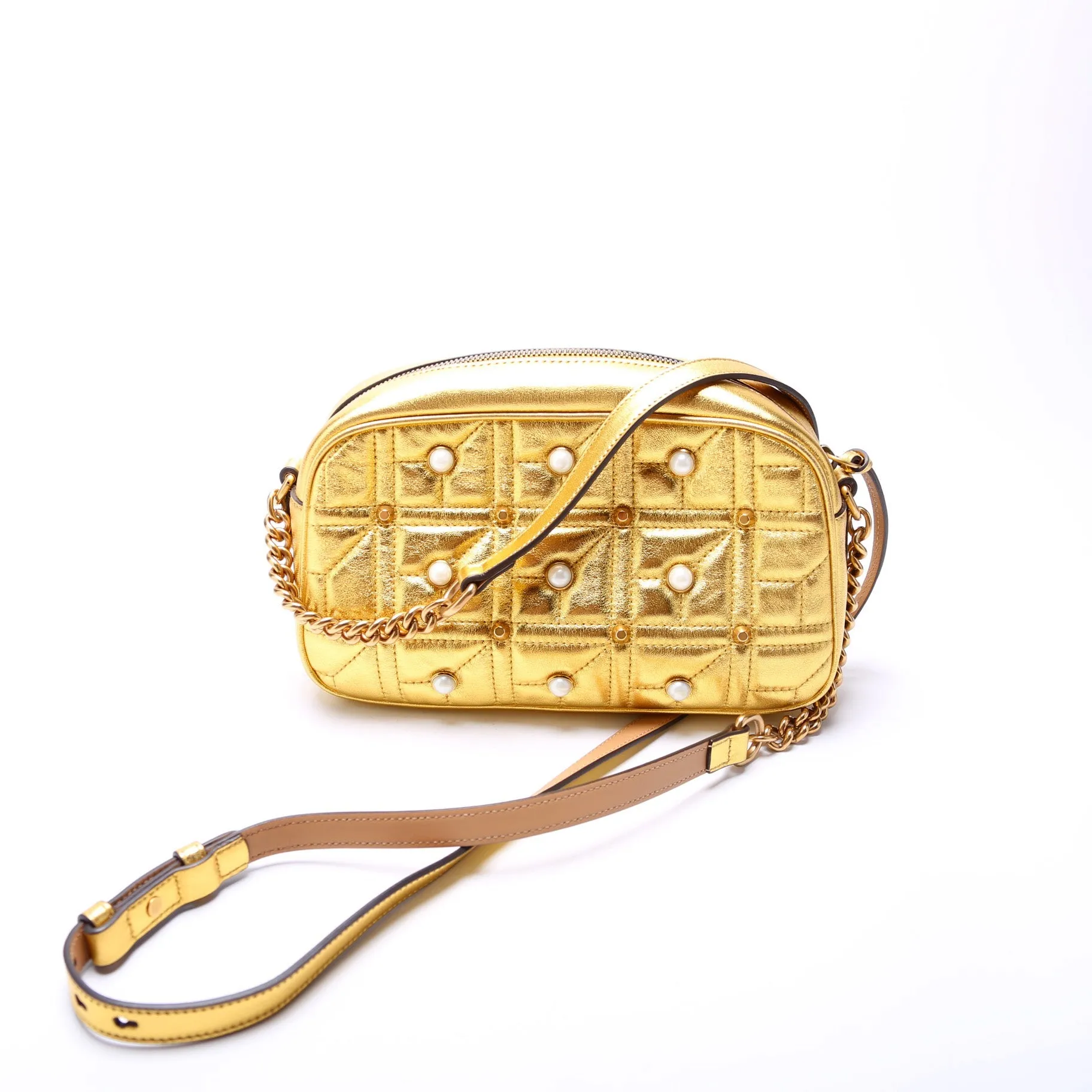 447632 Marmont Small Leather/Pearl Camera Bag