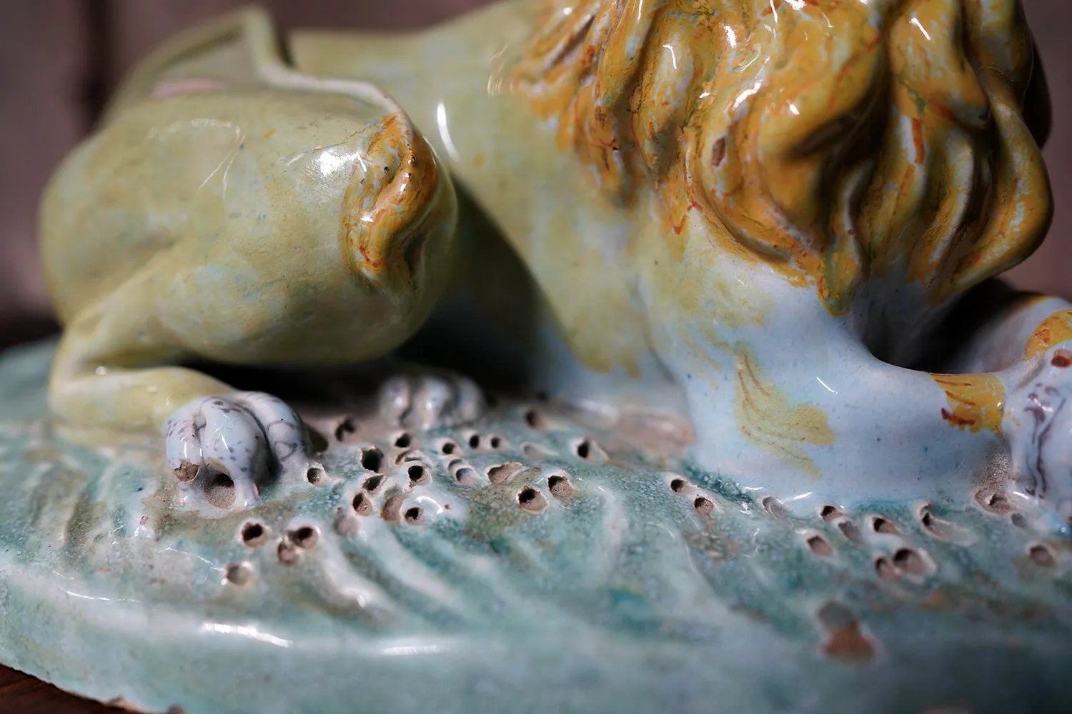 A Late 18thC Brussels Faience Model of a Lion c.1780