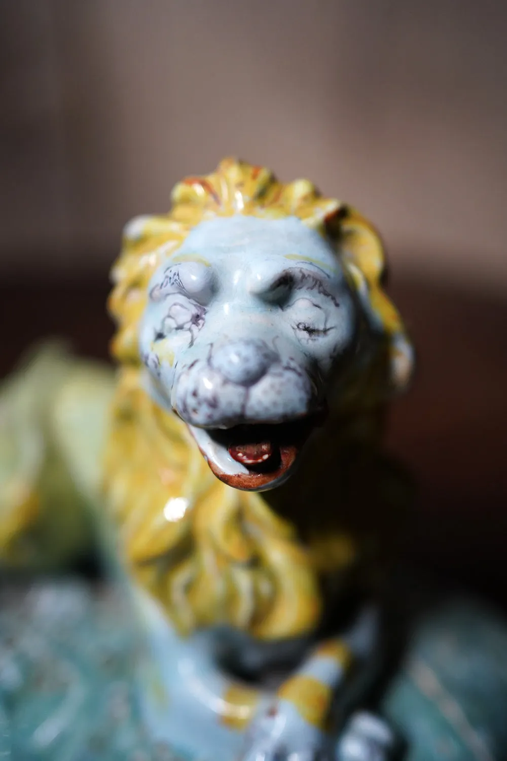 A Late 18thC Brussels Faience Model of a Lion c.1780