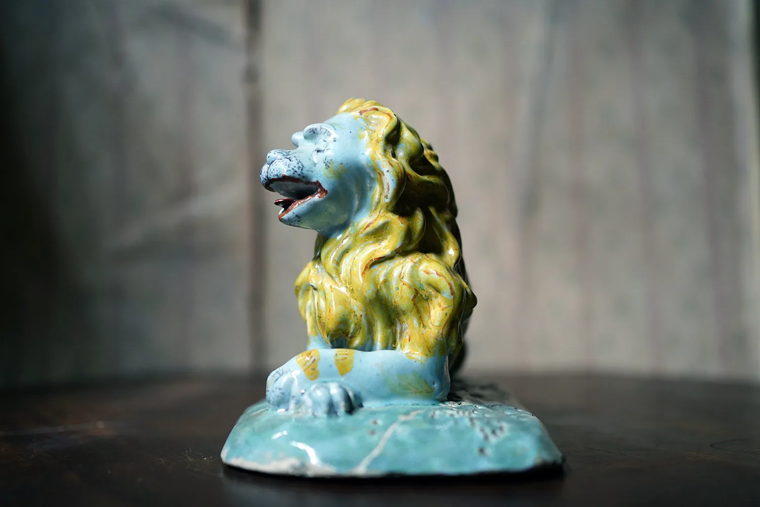 A Late 18thC Brussels Faience Model of a Lion c.1780