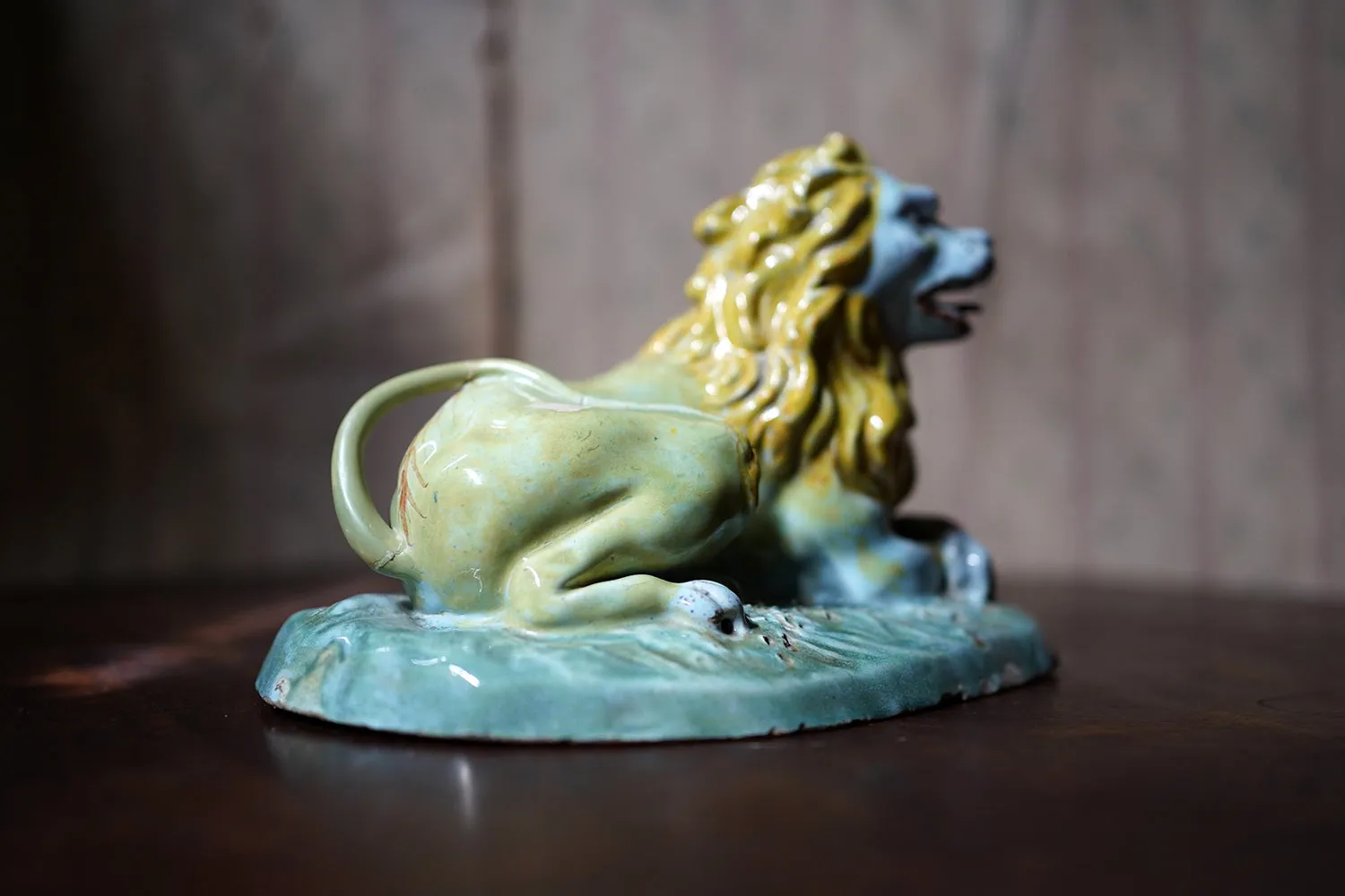 A Late 18thC Brussels Faience Model of a Lion c.1780