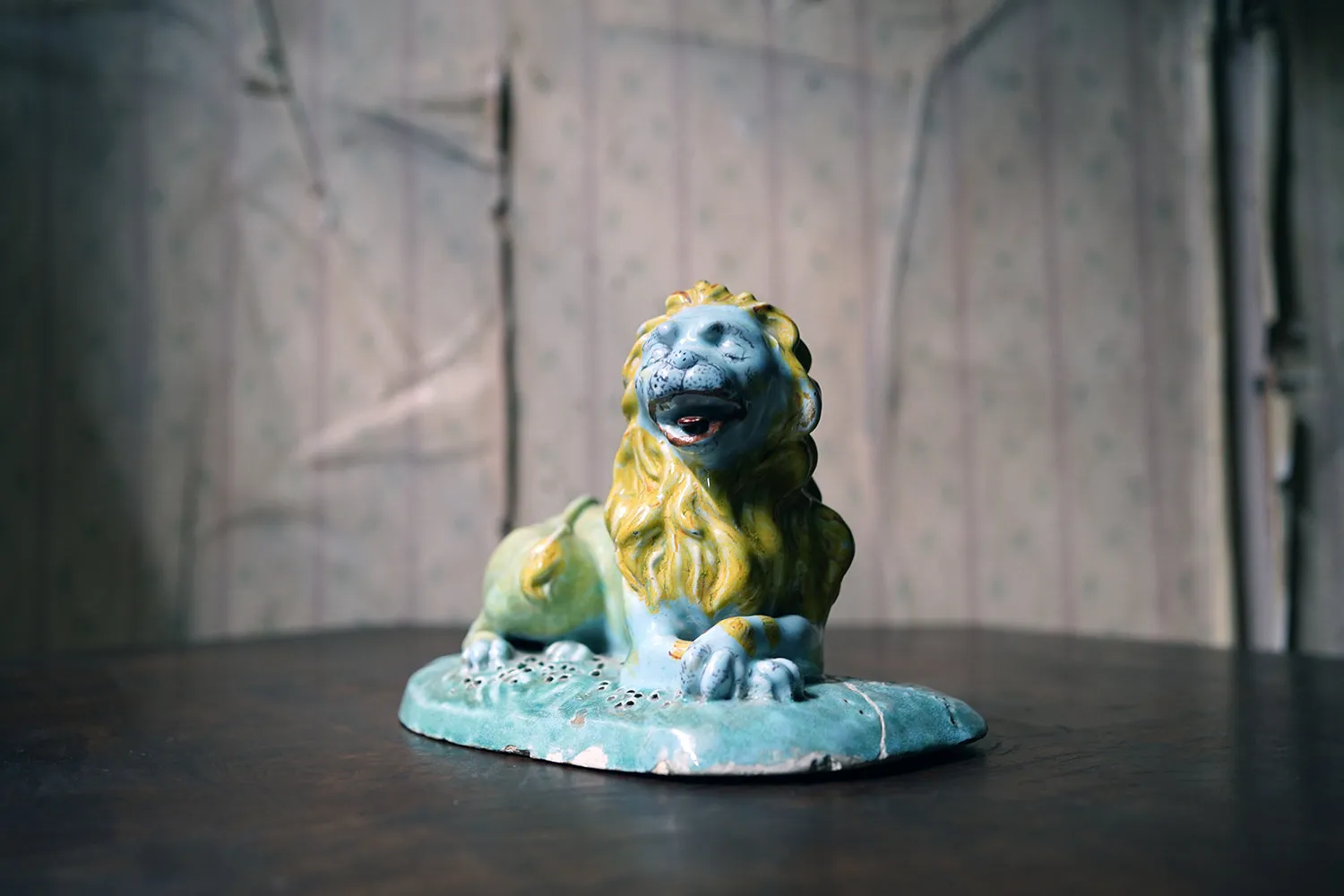 A Late 18thC Brussels Faience Model of a Lion c.1780
