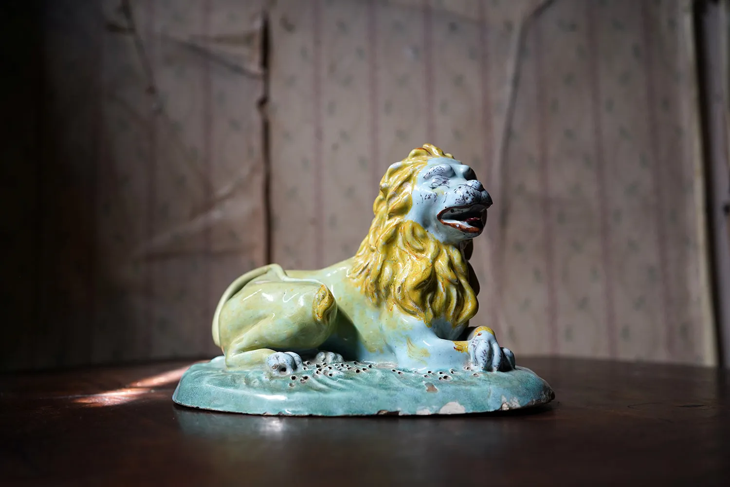 A Late 18thC Brussels Faience Model of a Lion c.1780
