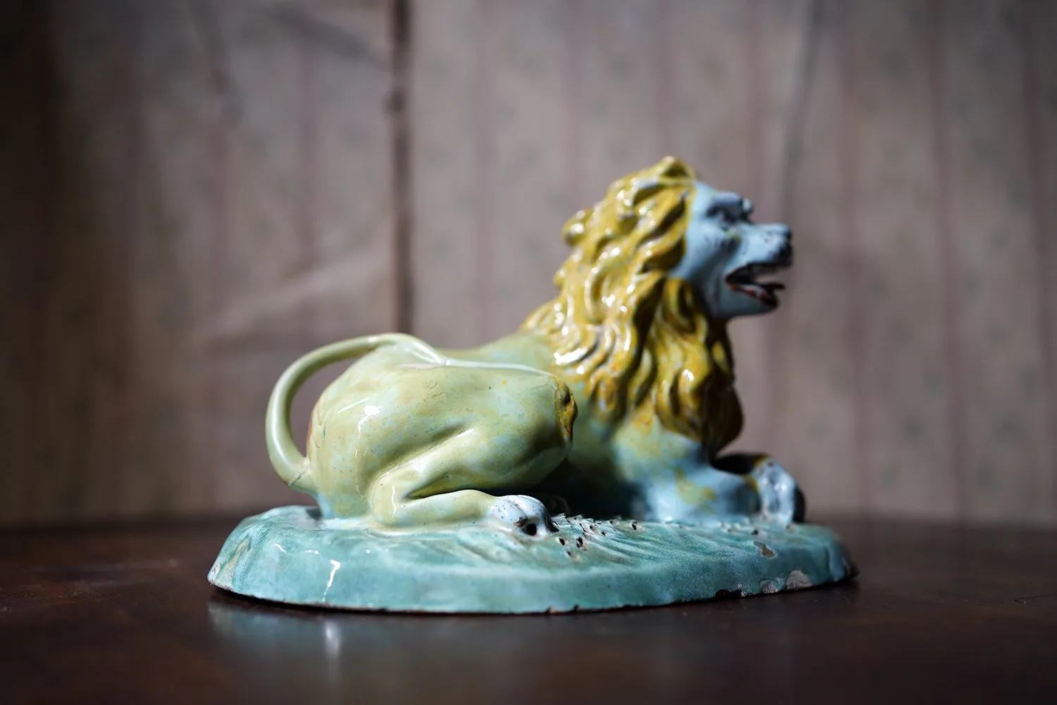 A Late 18thC Brussels Faience Model of a Lion c.1780