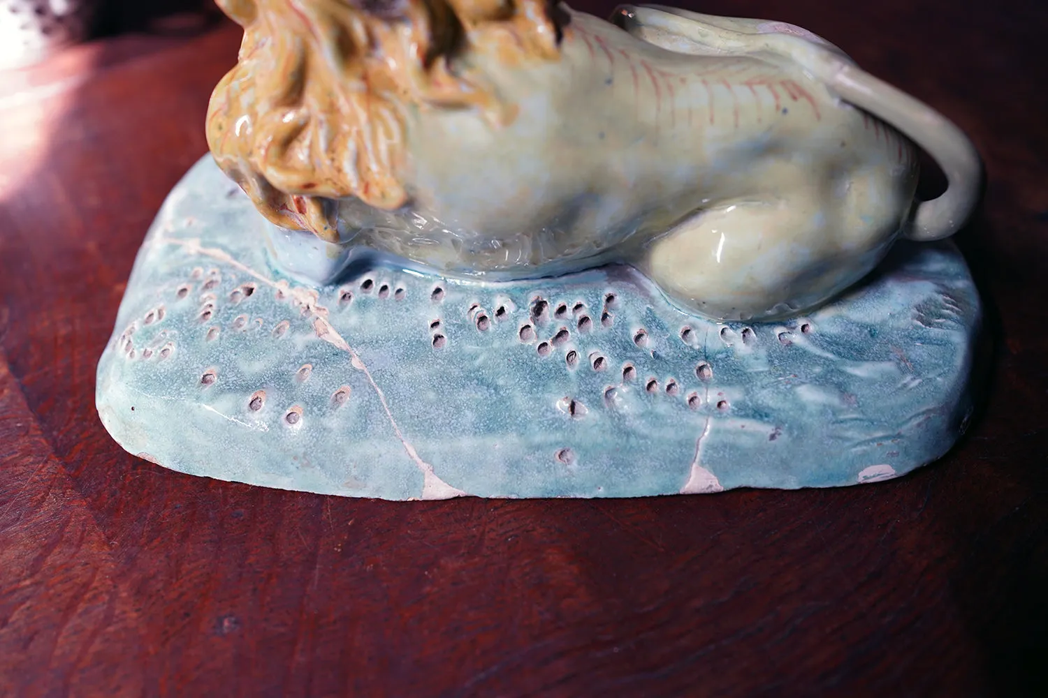 A Late 18thC Brussels Faience Model of a Lion c.1780