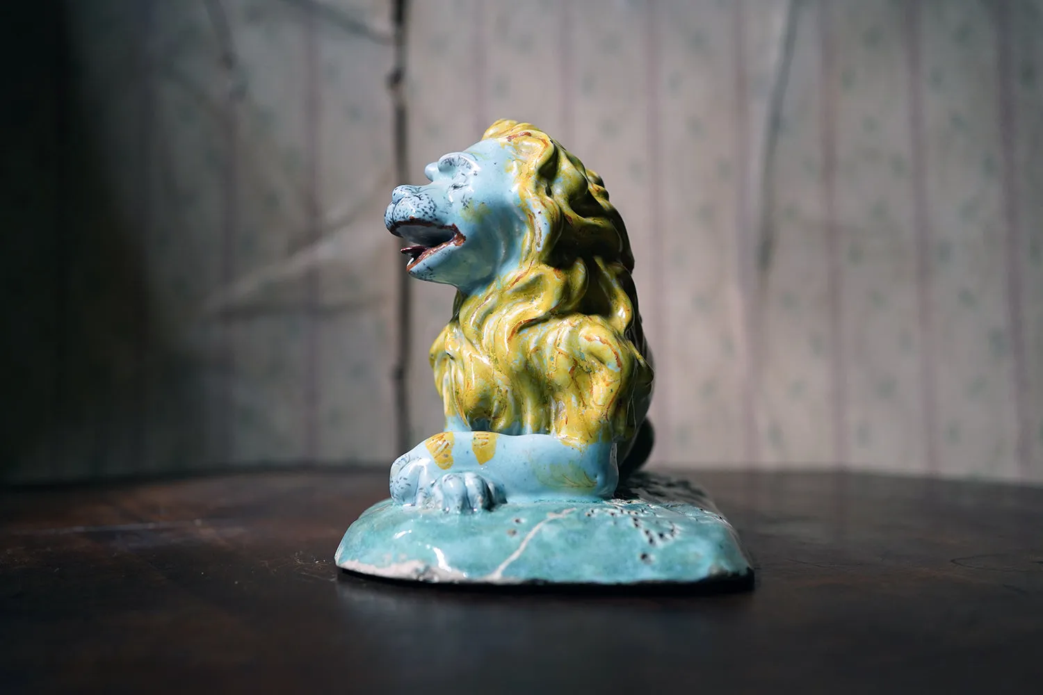 A Late 18thC Brussels Faience Model of a Lion c.1780