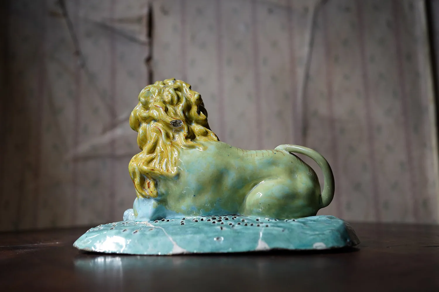 A Late 18thC Brussels Faience Model of a Lion c.1780