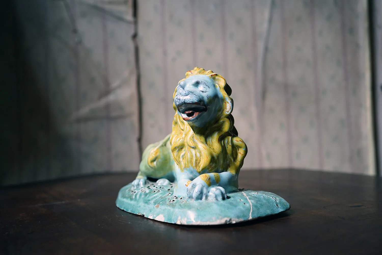 A Late 18thC Brussels Faience Model of a Lion c.1780