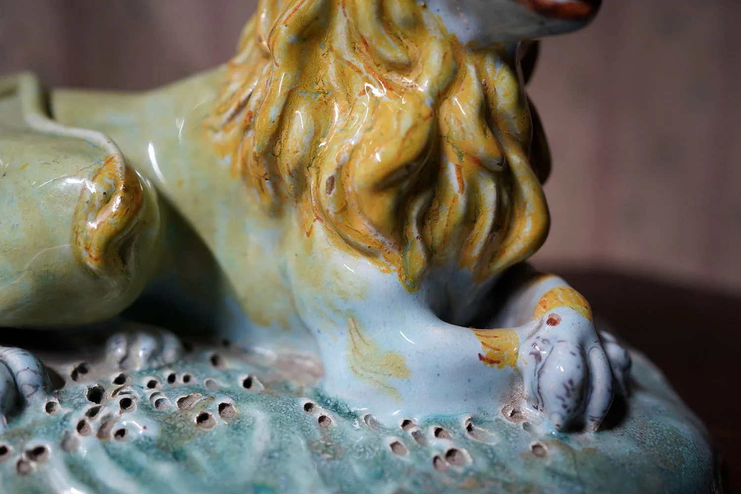 A Late 18thC Brussels Faience Model of a Lion c.1780