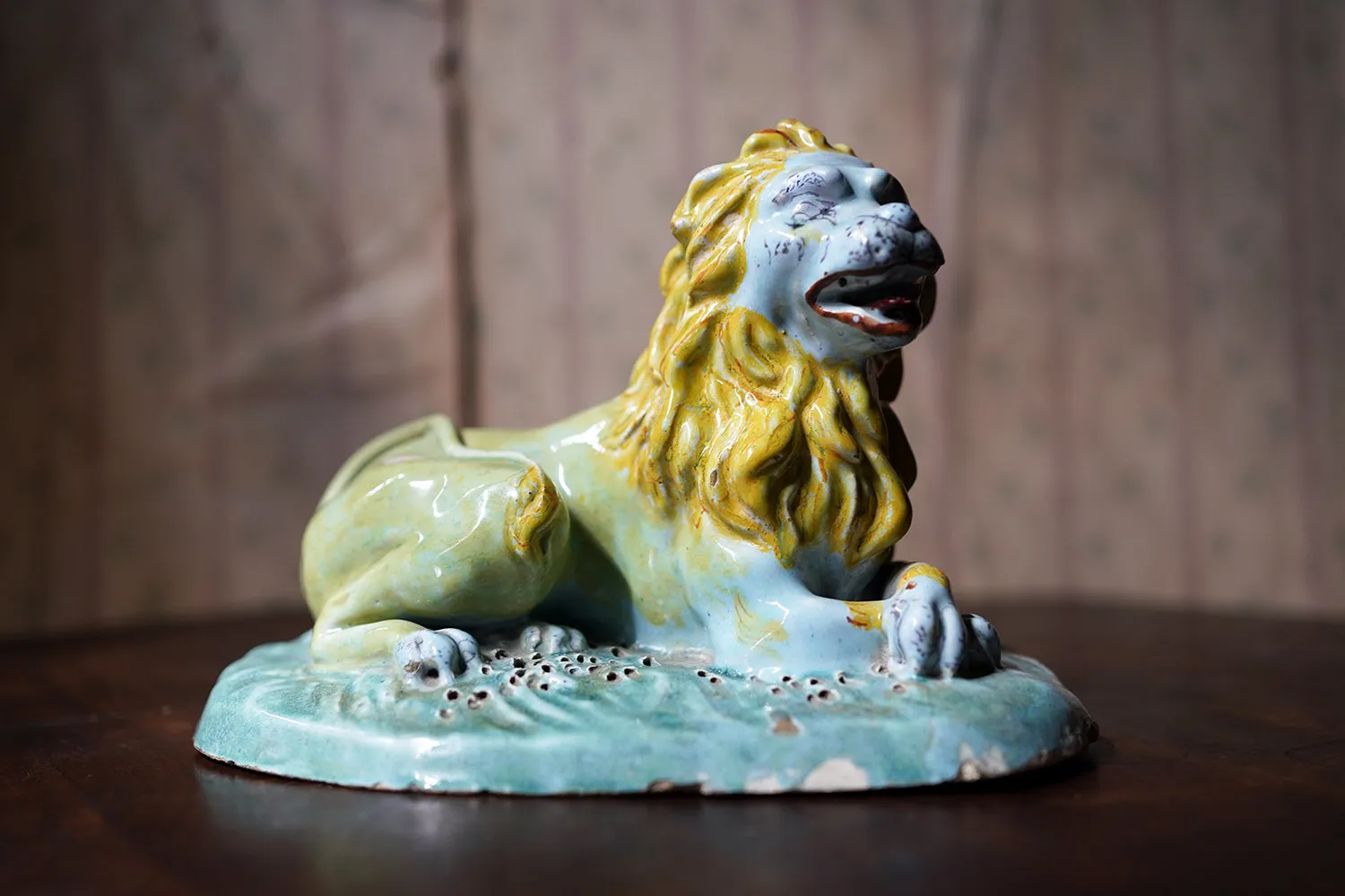 A Late 18thC Brussels Faience Model of a Lion c.1780