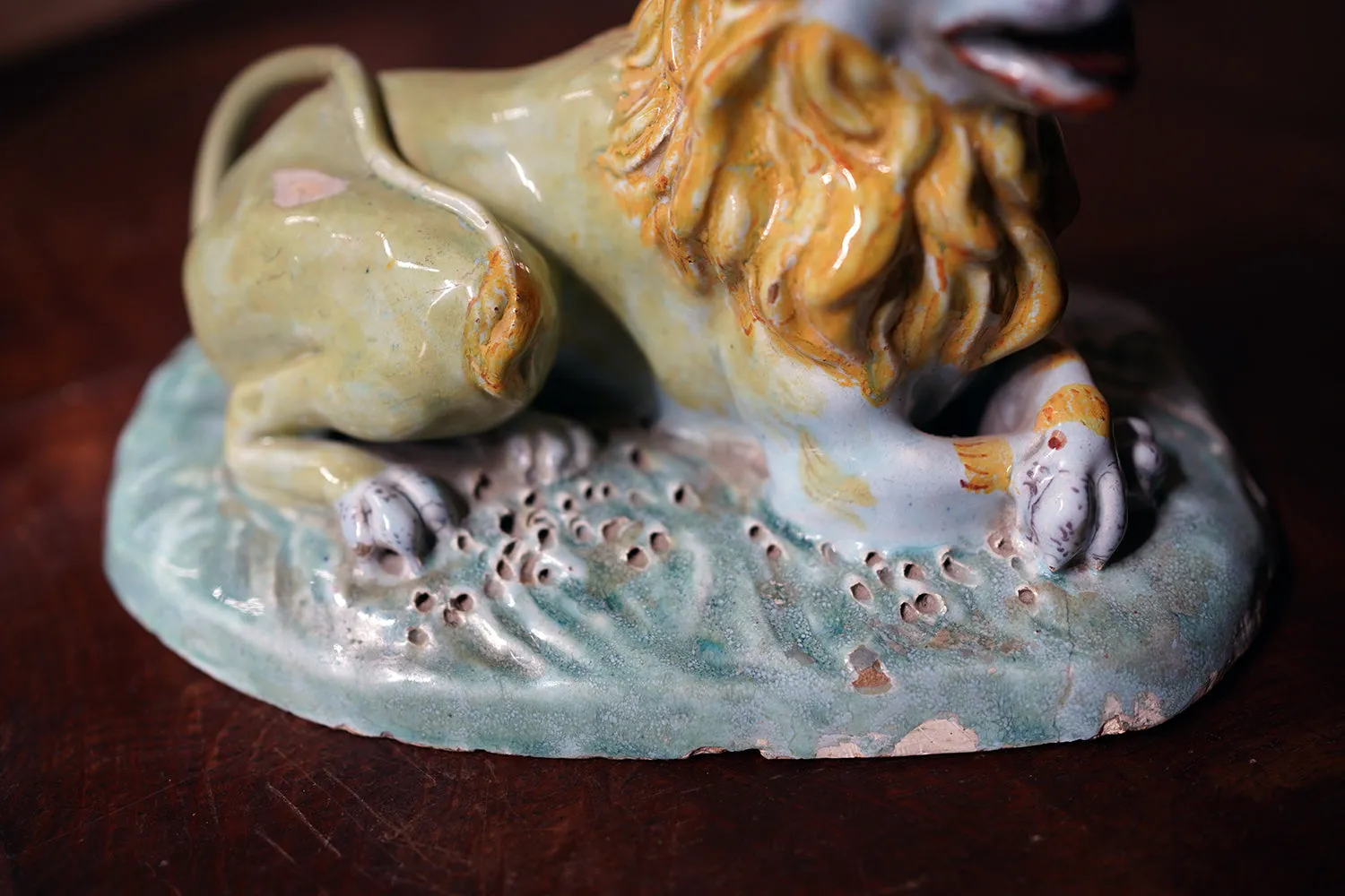A Late 18thC Brussels Faience Model of a Lion c.1780