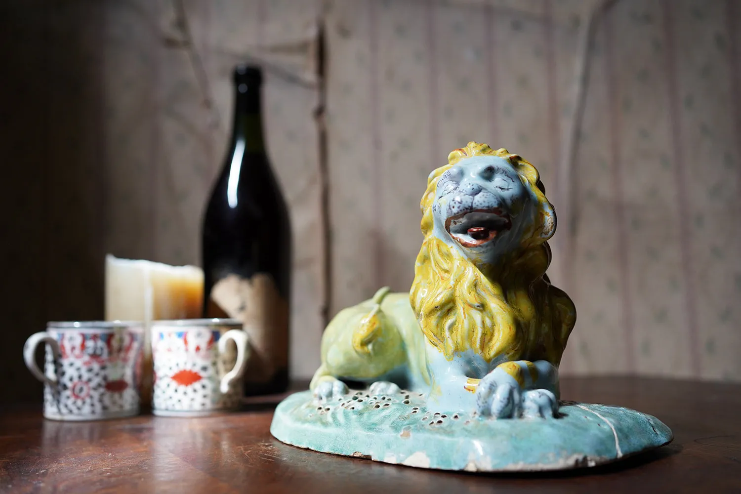 A Late 18thC Brussels Faience Model of a Lion c.1780