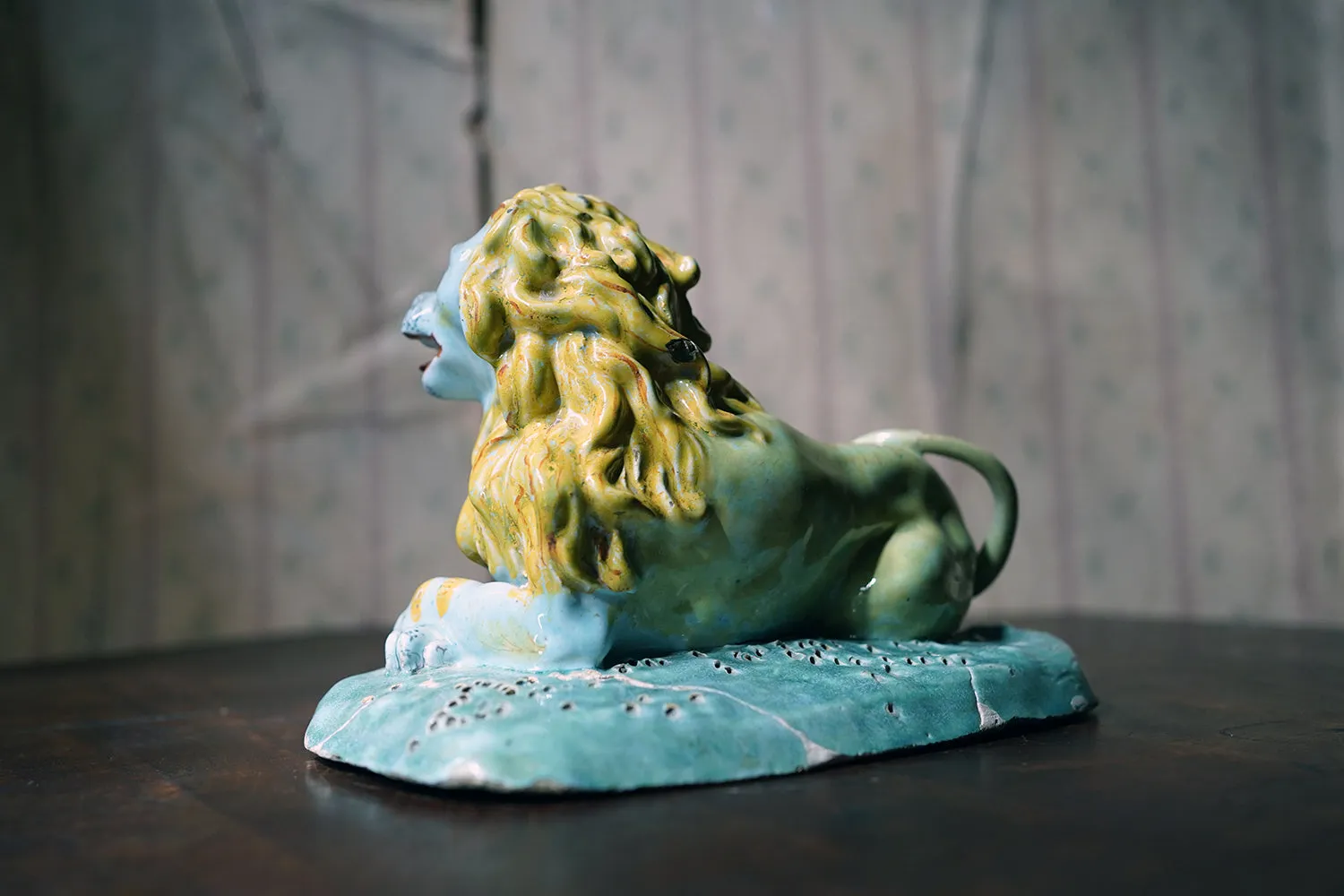 A Late 18thC Brussels Faience Model of a Lion c.1780