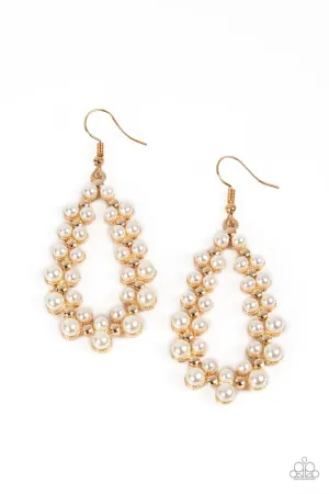 Absolutely Ageless - Gold - White Pearl Teardrop Paparazzi Fishhook Earrings