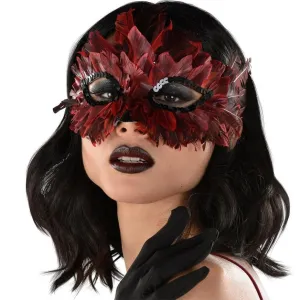 Adult Red & Black Ombre Feather Masquerade Mask | 1 ct