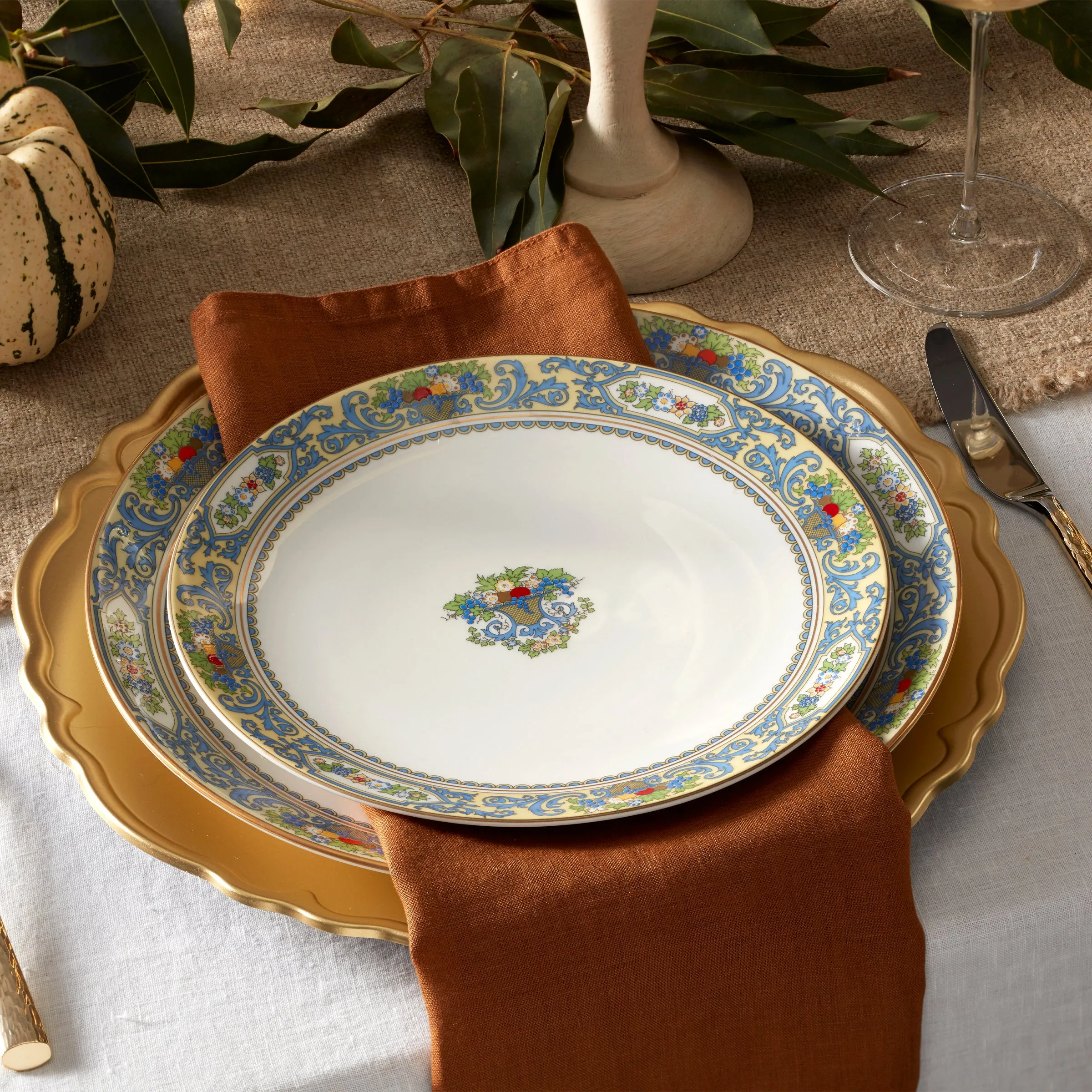 Autumn White Accent Plates, Set of 4