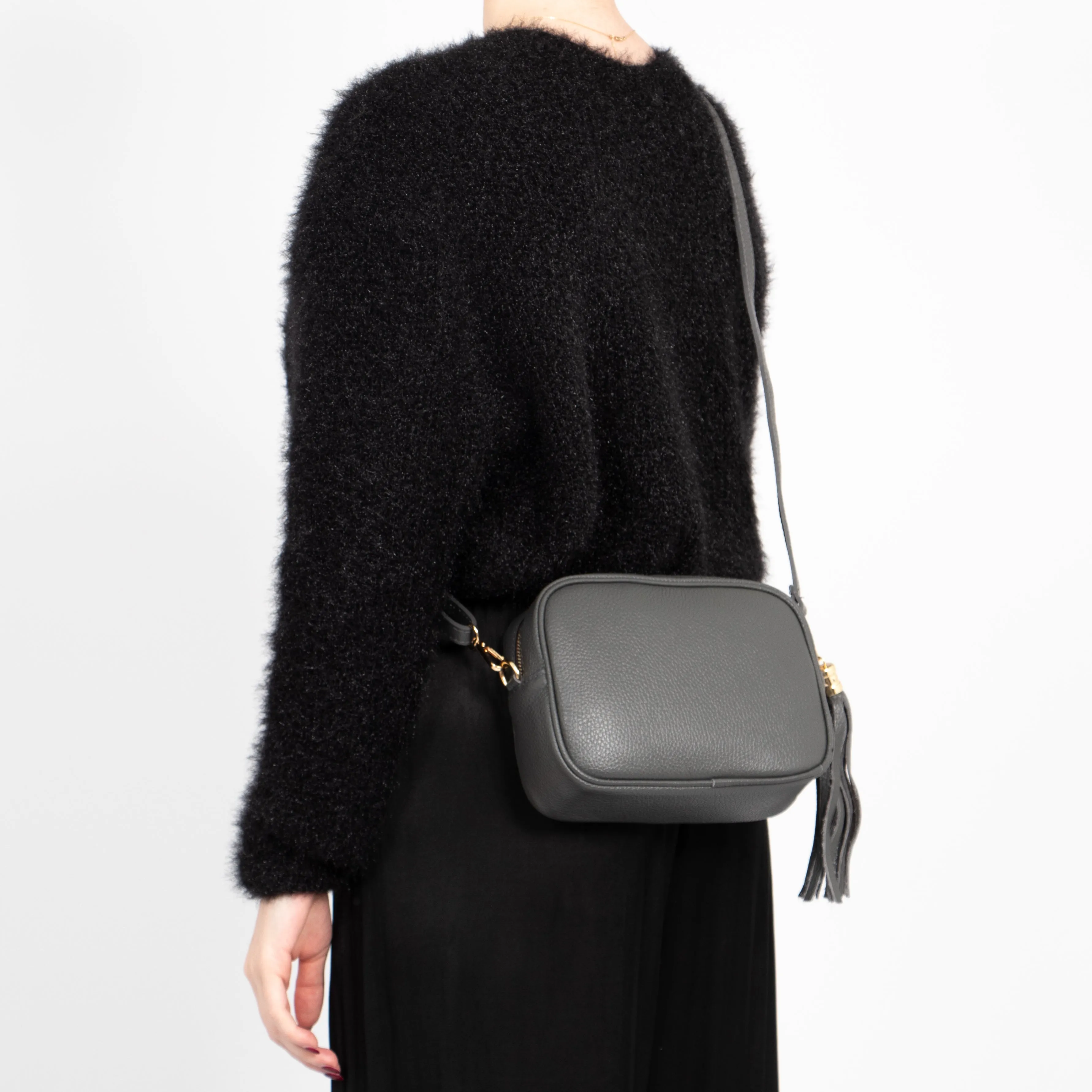 Beau Crossbody Bag - Dark Grey, Pebbled