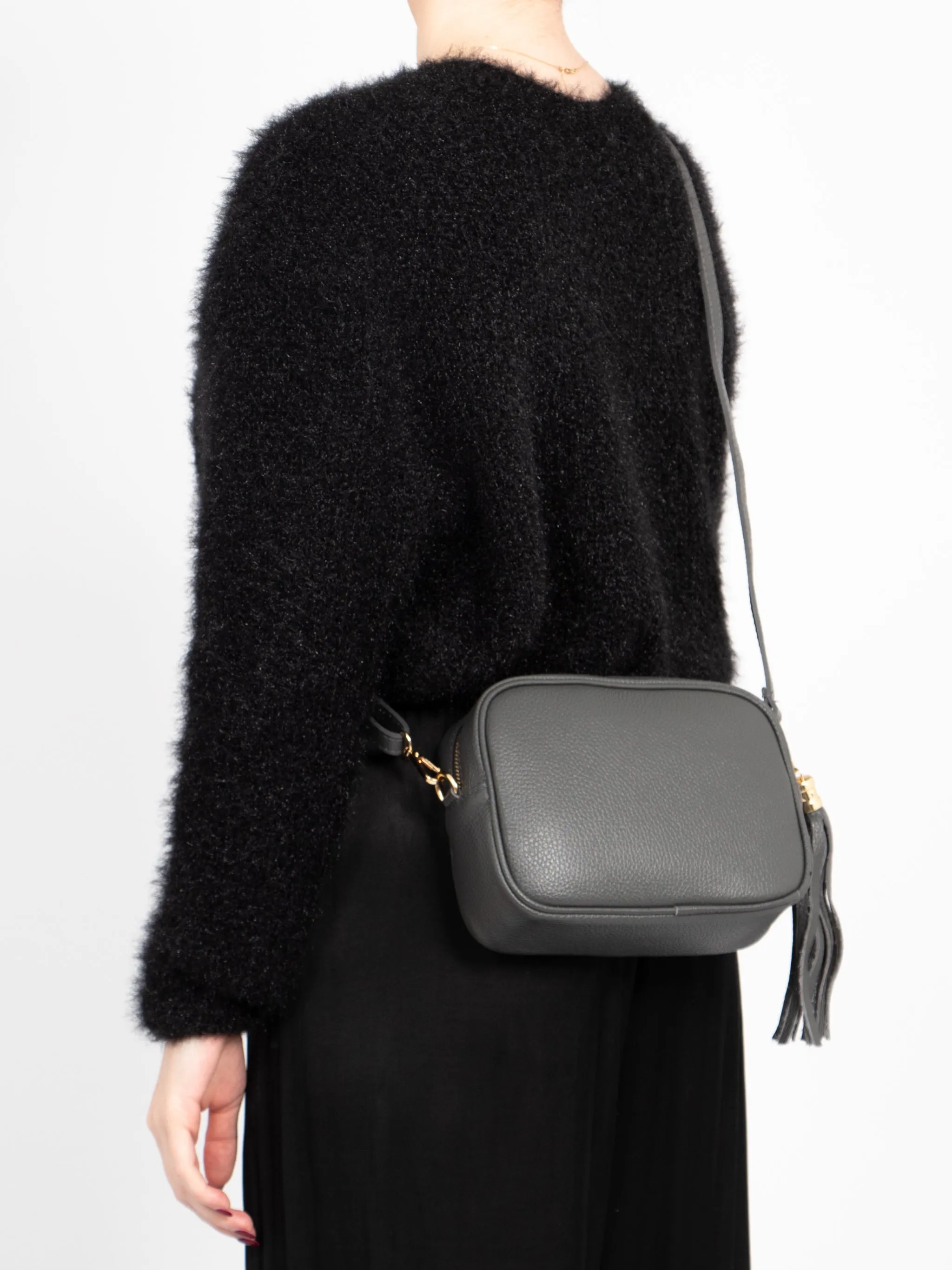 Beau Crossbody Bag - Dark Grey, Pebbled