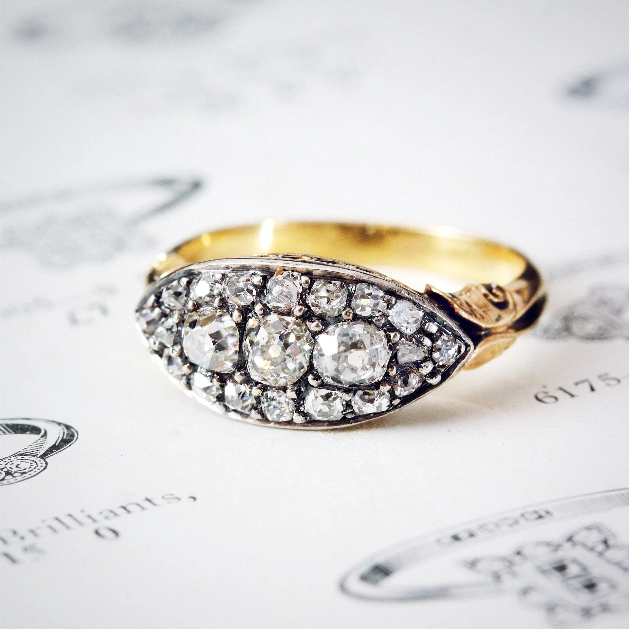 Beautiful Handmade Antique Diamond Cluster Ring