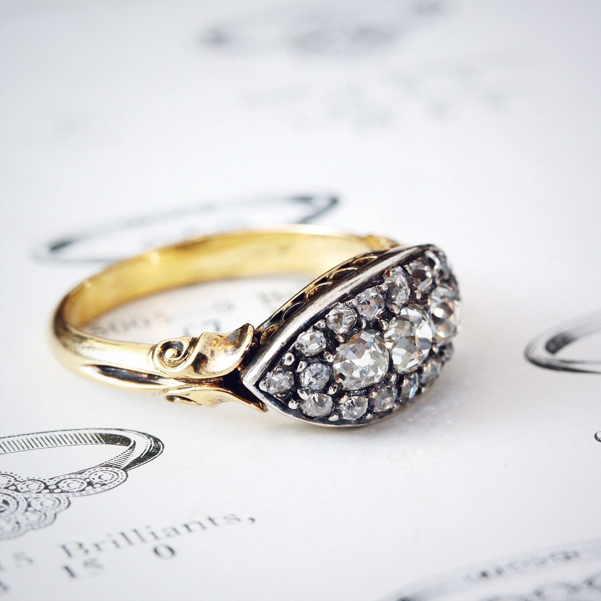 Beautiful Handmade Antique Diamond Cluster Ring