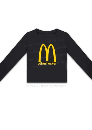 Big Motherfxcker Y2K Long Sleeve Crop Top Cherrykitten
