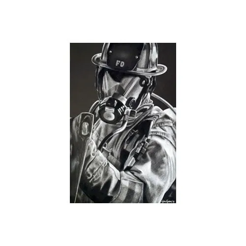Black and White Firefighter Axe Print