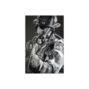 Black and White Firefighter Axe Print