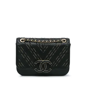 Black Chanel Small Lambskin Subtle Flap Bag