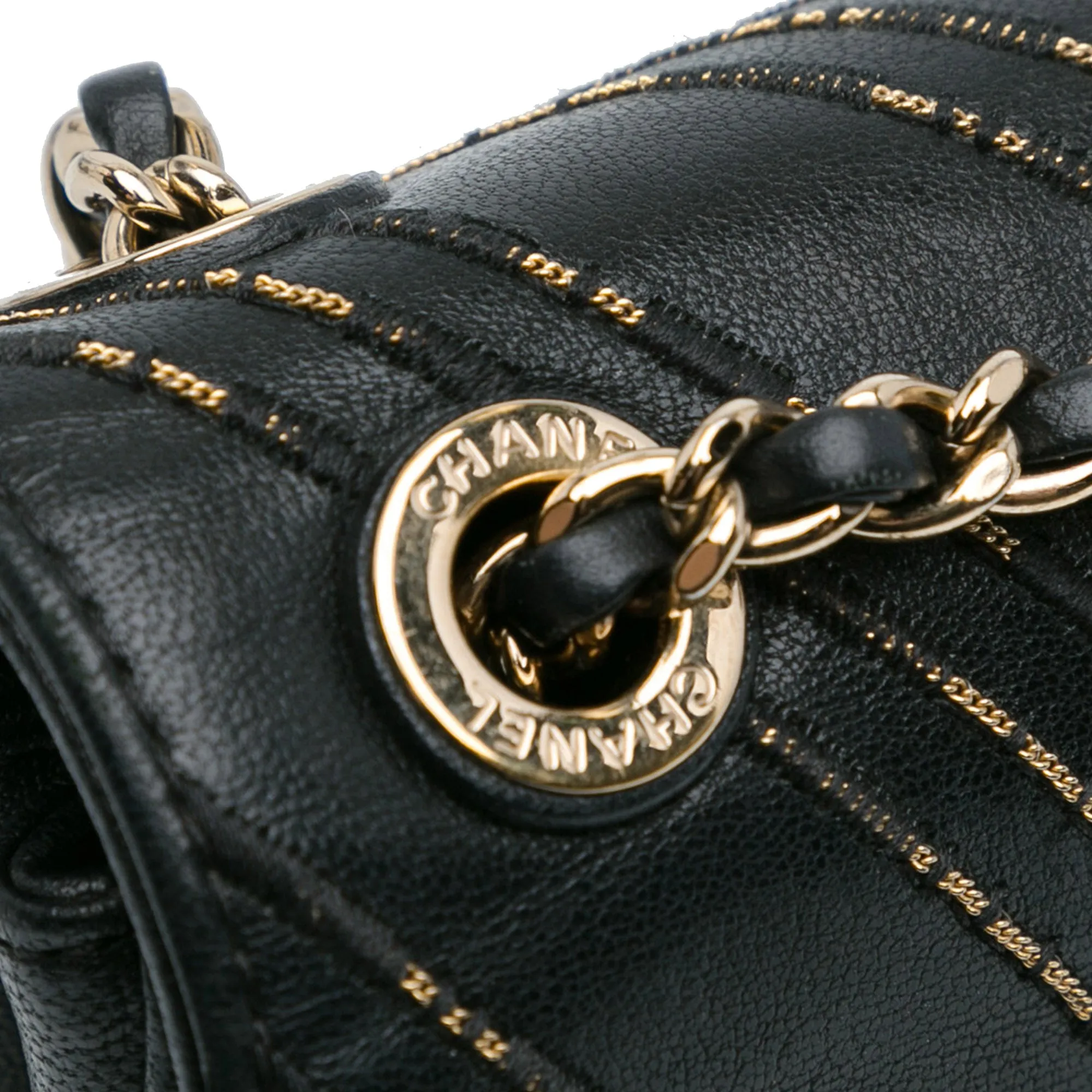 Black Chanel Small Lambskin Subtle Flap Bag