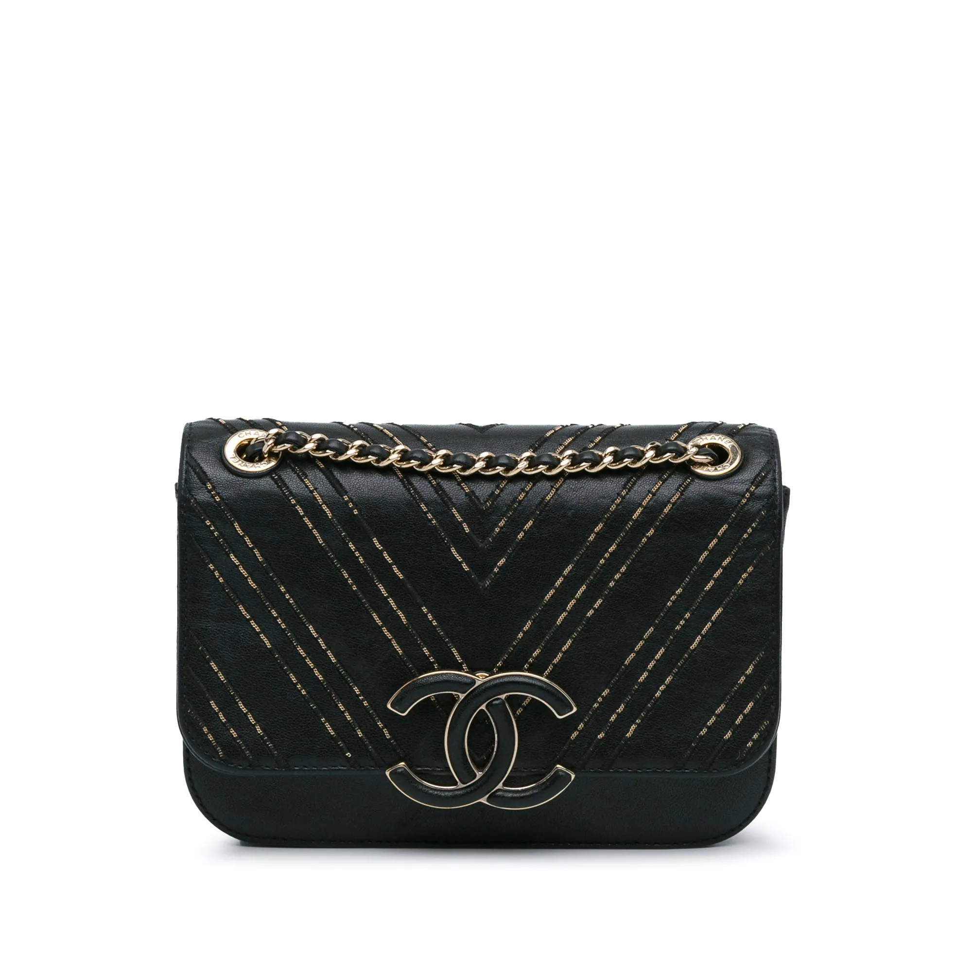 Black Chanel Small Lambskin Subtle Flap Bag