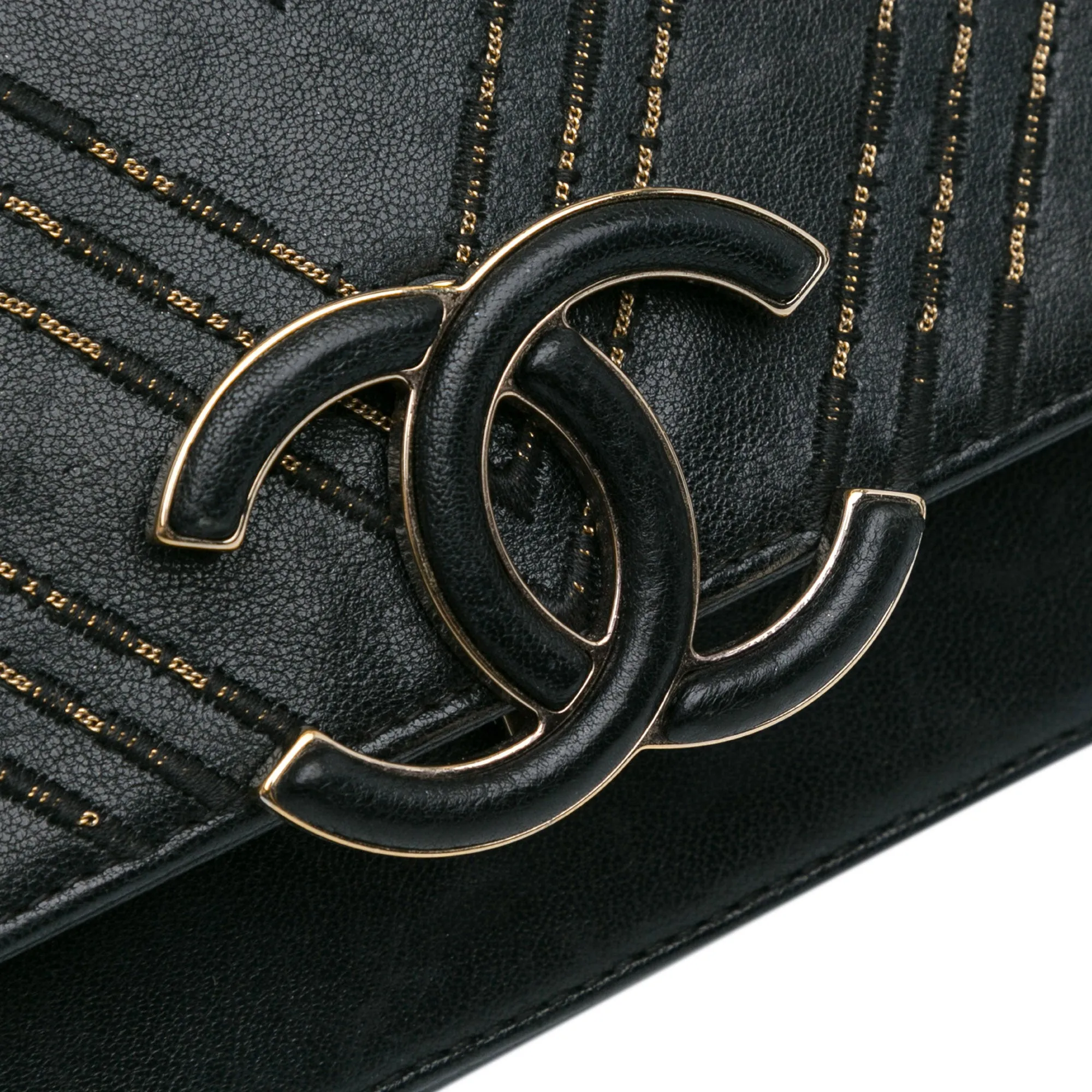 Black Chanel Small Lambskin Subtle Flap Bag