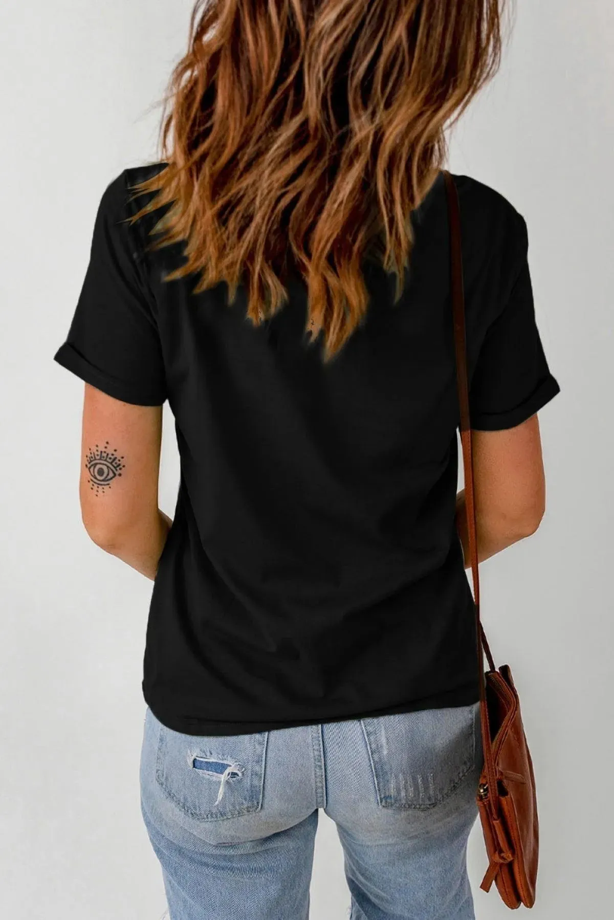 Black THANKFUL GRATEFUL BLESSED Crew Neck Graphic T-Shirt