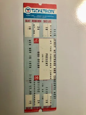 Bob Dylan - Vintage Concert Ticket November 15th, 1978 - Street Legal Tour ** RARE