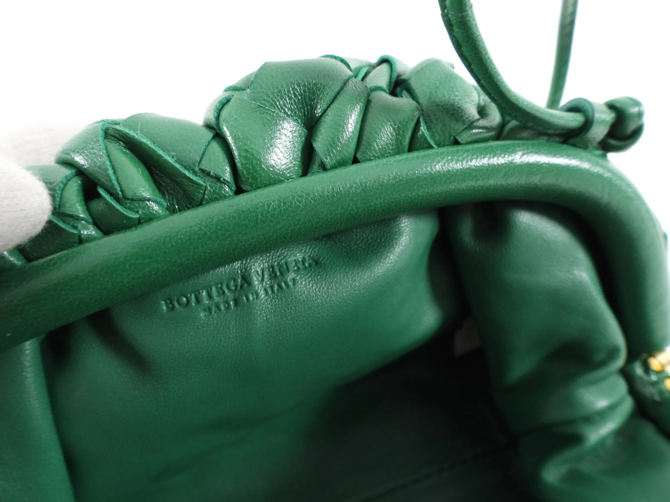 Bottega Veneta Green Intrecciato Leather Mini Pouch Bag