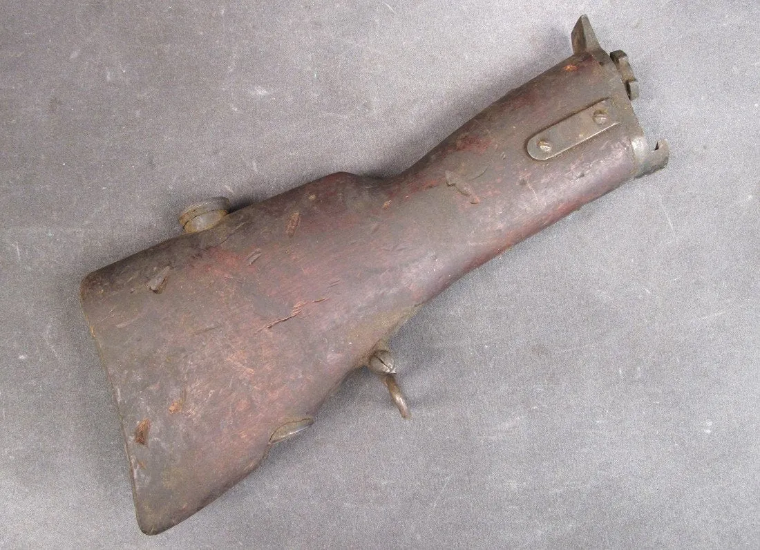 British WWI Lewis Gun Mk II Wood Buttstock Assembly Complete with Patent Dates