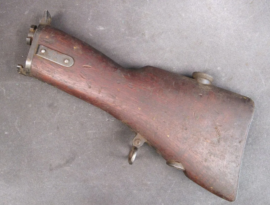 British WWI Lewis Gun Mk II Wood Buttstock Assembly Complete with Patent Dates