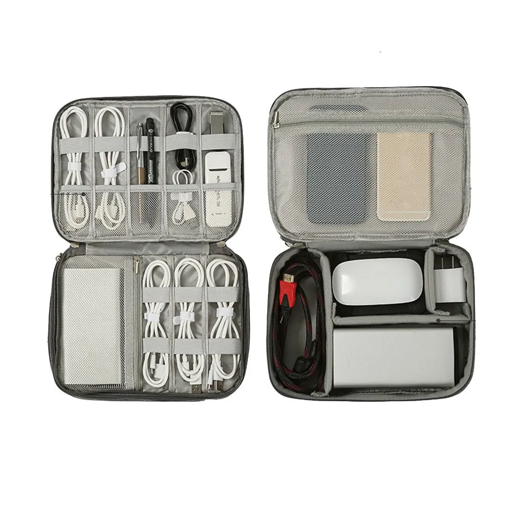 Cable Organizer Bag Electronic Accessory Organizer Travel Storage Case Black