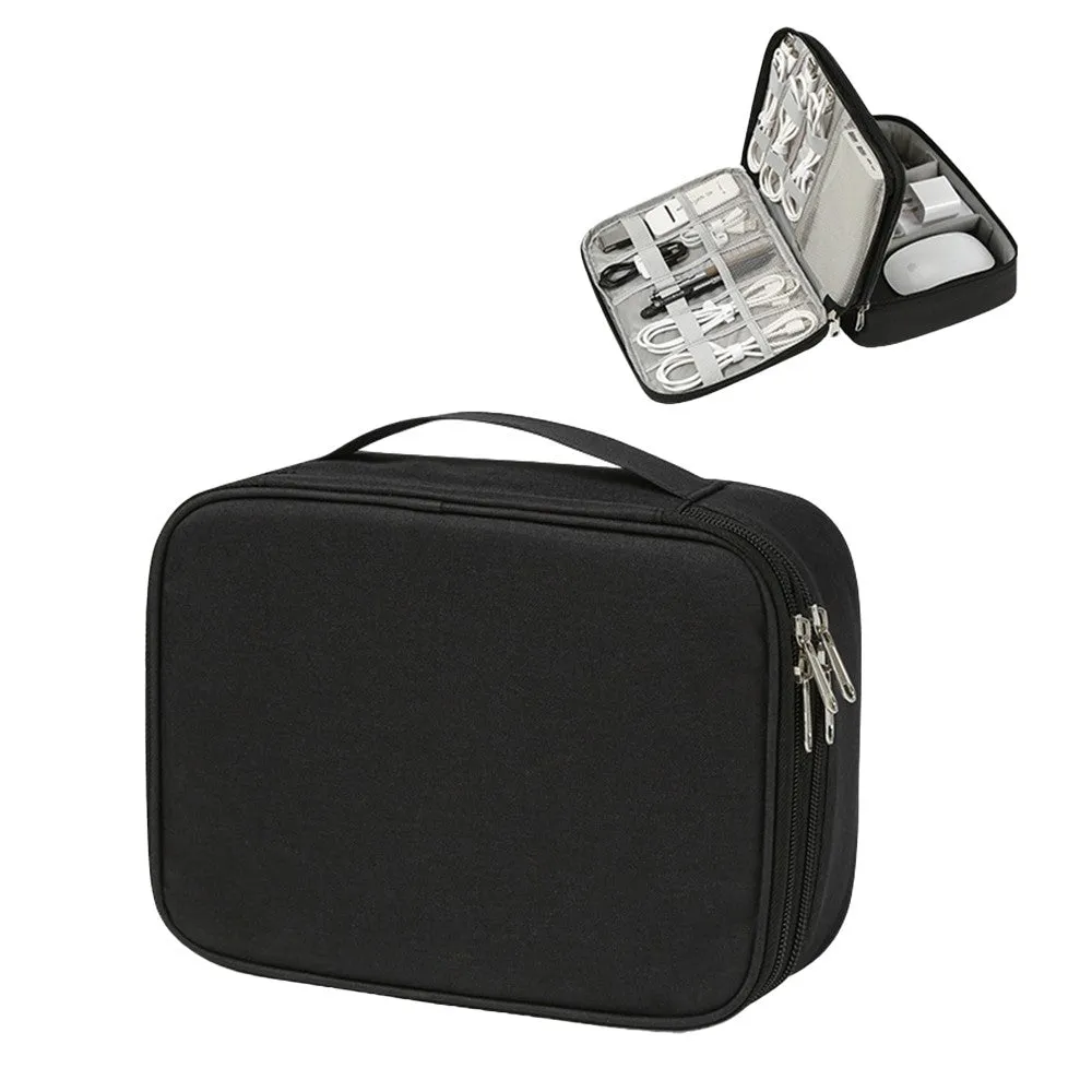 Cable Organizer Bag Electronic Accessory Organizer Travel Storage Case Black