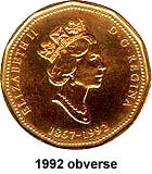 Canada Nickel 1992 $1 (Elizabeth II) 7gr .915