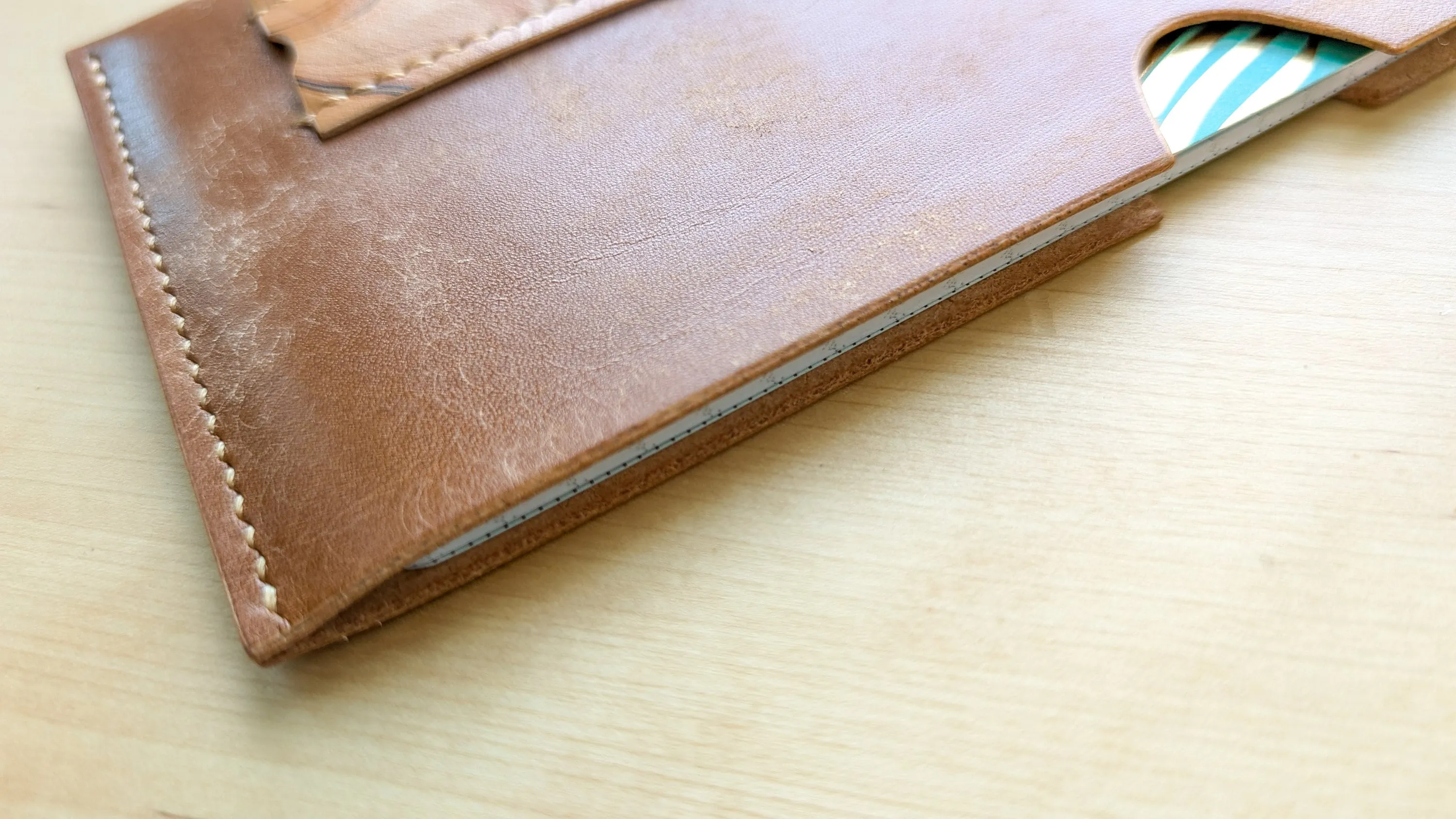 Caramel Italian Leather and Hand Marbled Field Notes or Passport Sleeve